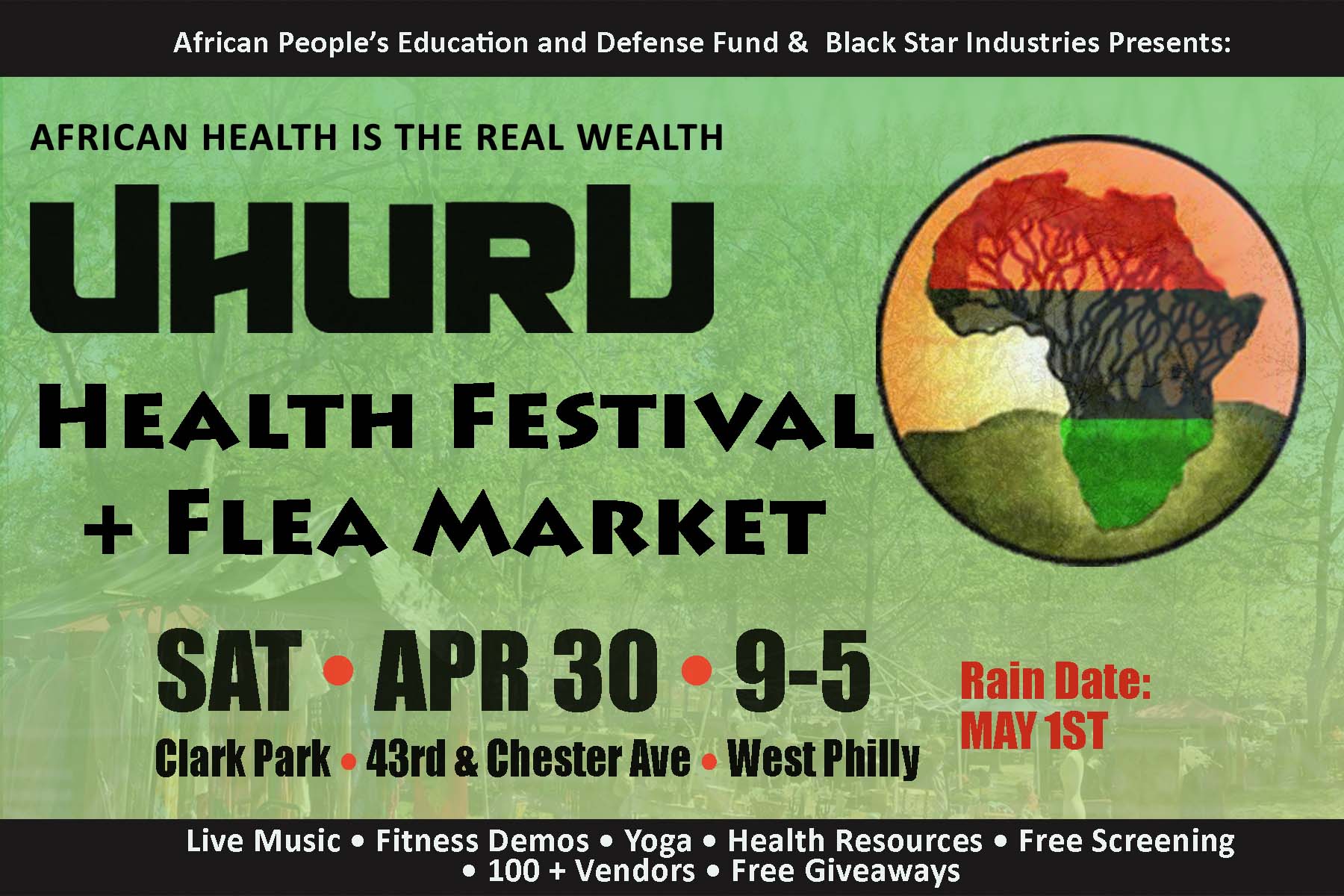 SAT April 30th: 11th Annual Uhuru Health Festival- African Health is Wealth!